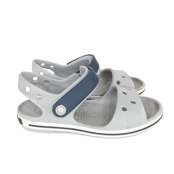 Crocs Bayaband Crocband Sandals Kids 12 Adjustable Hook & Loop Gray Blue Boys - Picture 4 of 9